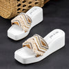 Jig&Sid Ivory Fringe Wedge Slides